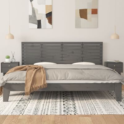 vidaXL Wall Headboard Grey 206x3x63 cm Solid Wood Pine