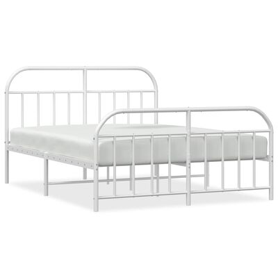 vidaXL Metal Bed Frame without Mattress with Footboard White 180x200 cm Super King