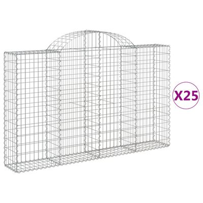 vidaXL Arched Gabion Baskets 25 pcs 200x30x120/140 cm Galvanised Iron