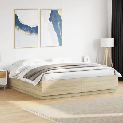 vidaXL Bed Frame without Mattress Sonoma Oak 180x200 cm Super King