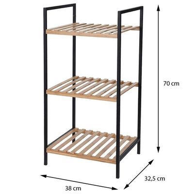 Bathroom Solutions Storage Rack with 3 Shelves Bamboo and Steel