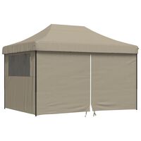 vidaXL Foldable Party Tent Pop-Up with 4 Sidewalls Taupe