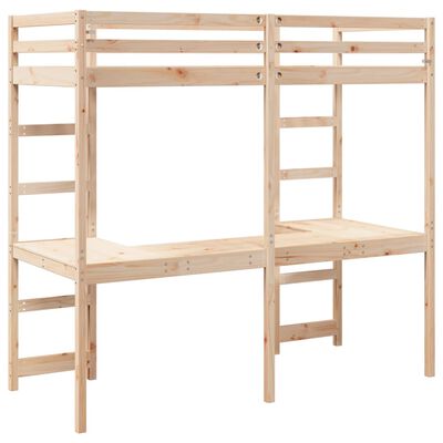 vidaXL Loft Bed Frame without Mattress 75x190 cm Small Single Solid Wood Pine