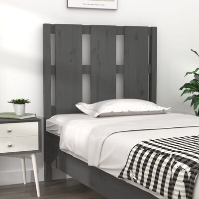 vidaXL Bed Headboard Grey 80.5x4x100 cm Solid Wood Pine