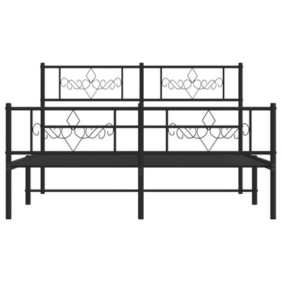 vidaXL Metal Bed Frame without Mattress with Footboard Black 120x200 cm