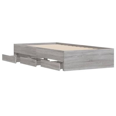 vidaXL Bed Frame with Drawers without Mattress Grey Sonoma 90x190 cm Single