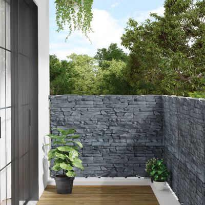 vidaXL Balcony Privacy Screen Ledge Stone Look Grey 600x120 cm PVC