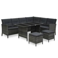 vidaXL 4 Piece Garden Lounge Set with Cushions Poly Rattan Grey