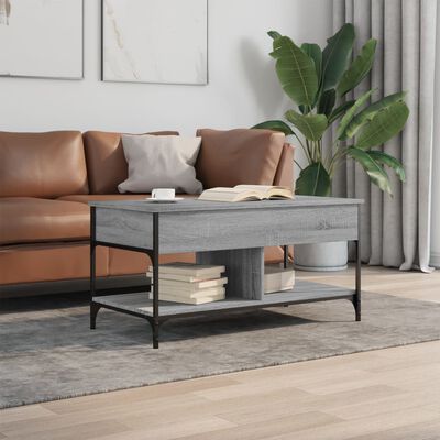 vidaXL Coffee Table Grey Sonoma 100x50x50 cm Engineered Wood and Metal