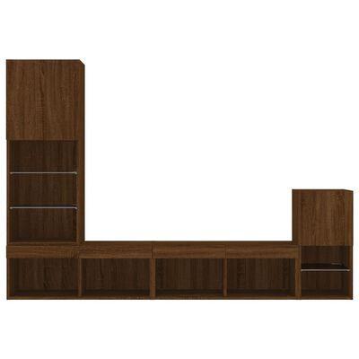 vidaXL 4 Piece TV Wall Units with LED Brown Oak Engineered Wood