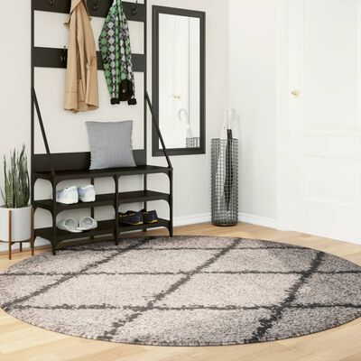 vidaXL Shaggy Rug PAMPLONA High Pile Modern Beige and Anthracite Ø 200 cm