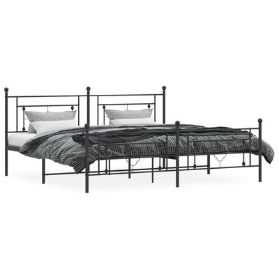 vidaXL Metal Bed Frame without Mattress with Footboard Black 200x200 cm