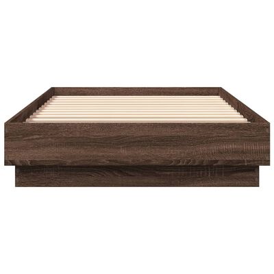 vidaXL Bed Frame without Mattress with LED Lights Brown Oak 90x200 cm