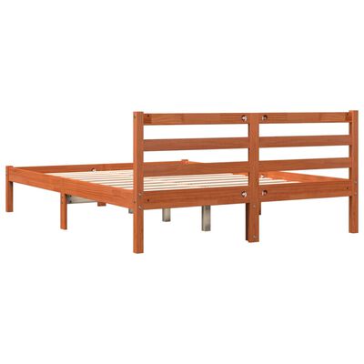 vidaXL Bed Frame without Mattress Wax Brown 135x190 cm Double Solid Wood Pine