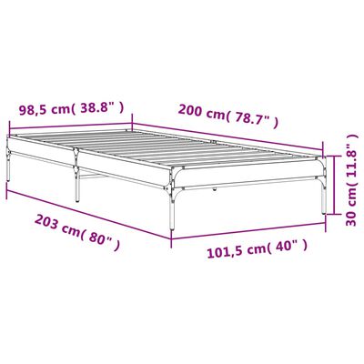 vidaXL Bed Frame without Mattress Smoked Oak 100x200 cm