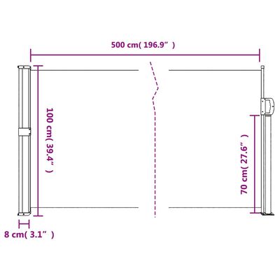 vidaXL Retractable Side Awning Anthracite 100x500 cm