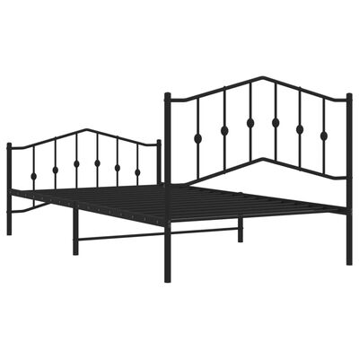 vidaXL Metal Bed Frame without Mattress with Footboard Black 100x200 cm