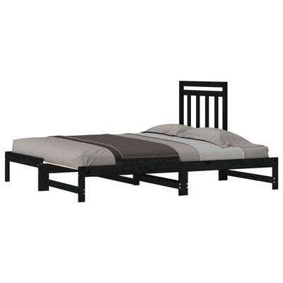 vidaXL Pull-out Day Bed without Mattress Black 2x(90x200) cm