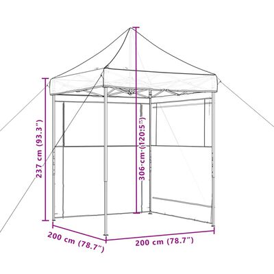 vidaXL Foldable Party Tent Pop-Up with 2 Sidewalls Taupe