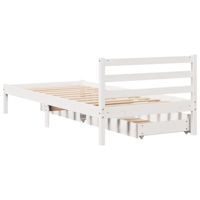 vidaXL Bed Frame without Mattress White 75x190 cm Small Single Solid Wood Pine