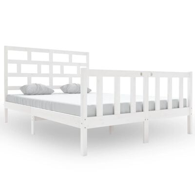 vidaXL Bed Frame without Mattress White Solid Wood 120x200 cm (810078+814185)