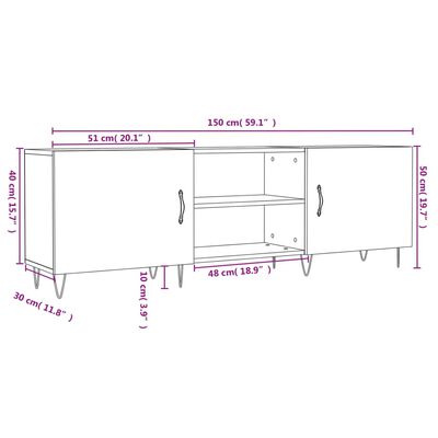 vidaXL TV Cabinet Concrete Grey 150x30x50 cm Engineered Wood