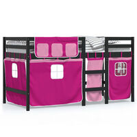 vidaXL Kids' Loft Bed with Curtains without Mattress Pink 80x200 cm