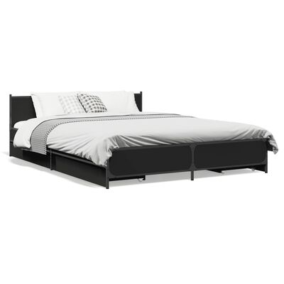 vidaXL Bed Frame with Drawers without Mattress Black 140x190 cm