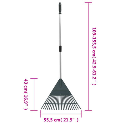 vidaXL Leaf Rake Dark Green 155.5 cm PP