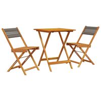 vidaXL 3 Piece Bistro Set Grey Polypropylene and Solid Wood