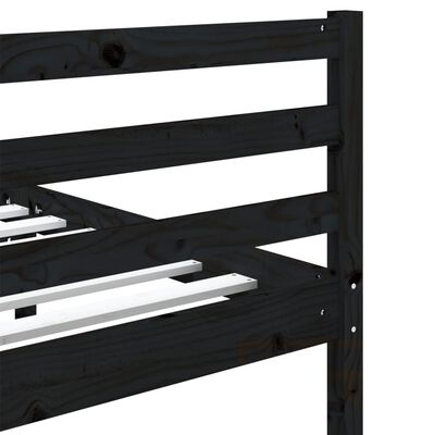 vidaXL Bed Frame without Mattress Black 75x190 cm Small Single Solid Wood