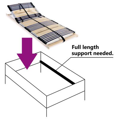 vidaXL Slatted Bed Base without Mattress with 42 Slats 7 Zones 90x200 cm