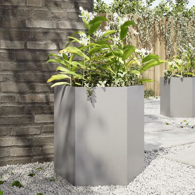 vidaXL Garden Planter Hexagon 46x40x45 cm Stainless Steel