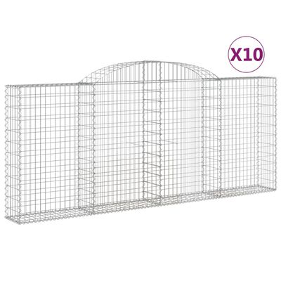 vidaXL Arched Gabion Baskets 10 pcs 300x30x120/140 cm Galvanised Iron