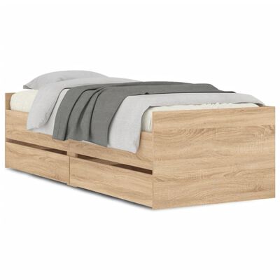 vidaXL Bed Frame without Mattress Sonoma Oak 75x190 cm Small Single