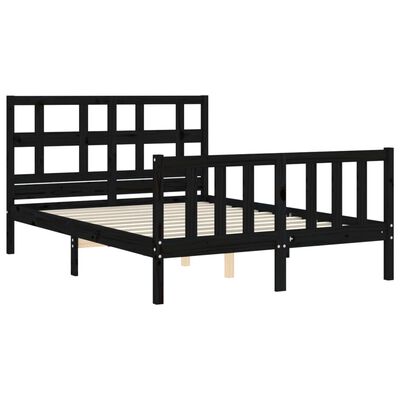 vidaXL Bed Frame without Mattress Black 140x200 cm Solid Wood Pine