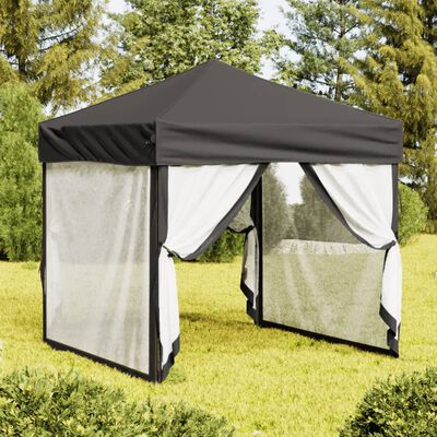 vidaXL Folding Party Tent with Sidewalls Anthracite 2x2 m