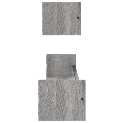 vidaXL Wall Shelves with Bars 2 pcs Grey Sonoma 80x16x14 cm