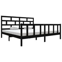 vidaXL Bed Frame without Mattress Black Solid Wood 200x200 cm (810106+814218)