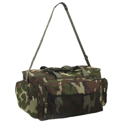 vidaXL Fishing Bag Waterproof Green Camouflage Oxford Fabric