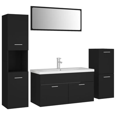 vidaXL Bathroom Furniture Set Black Engineered Wood