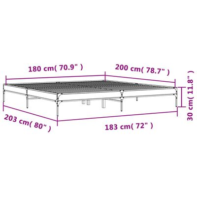 vidaXL Bed Frame without Mattress Smoked Oak 180x200 cm Super King