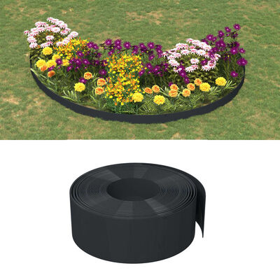 vidaXL Garden Edgings 4 pcs Black 10 m 20 cm Polyethylene