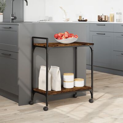 vidaXL Kitchen Trolley Smoked Oak 60.5x31x72.5 cm Engineered Wood