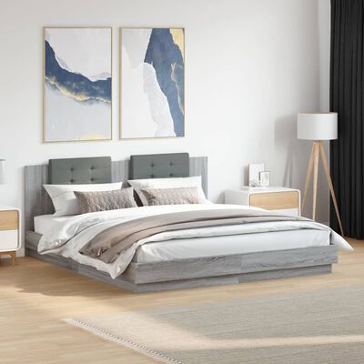 vidaXL Bed Frame without Mattress Grey Sonoma 160x200 cm