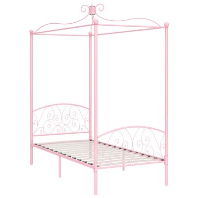 vidaXL Canopy Bed Frame without Mattress Pink Metal 100x200 cm