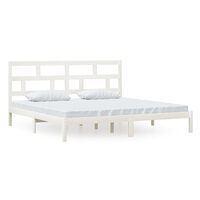 vidaXL Bed Frame without Mattress White Solid Wood Pine 200x200 cm (810038+814215)