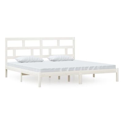 vidaXL Bed Frame without Mattress White Solid Wood Pine 200x200 cm (810038+814215)