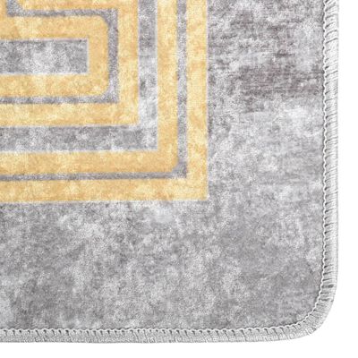 vidaXL Rug Washable Grey and Gold 150x230 cm Anti Slip