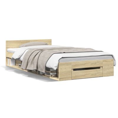 vidaXL Bed Frame with Drawer without Mattress Sonoma Oak 90x190 cm Single